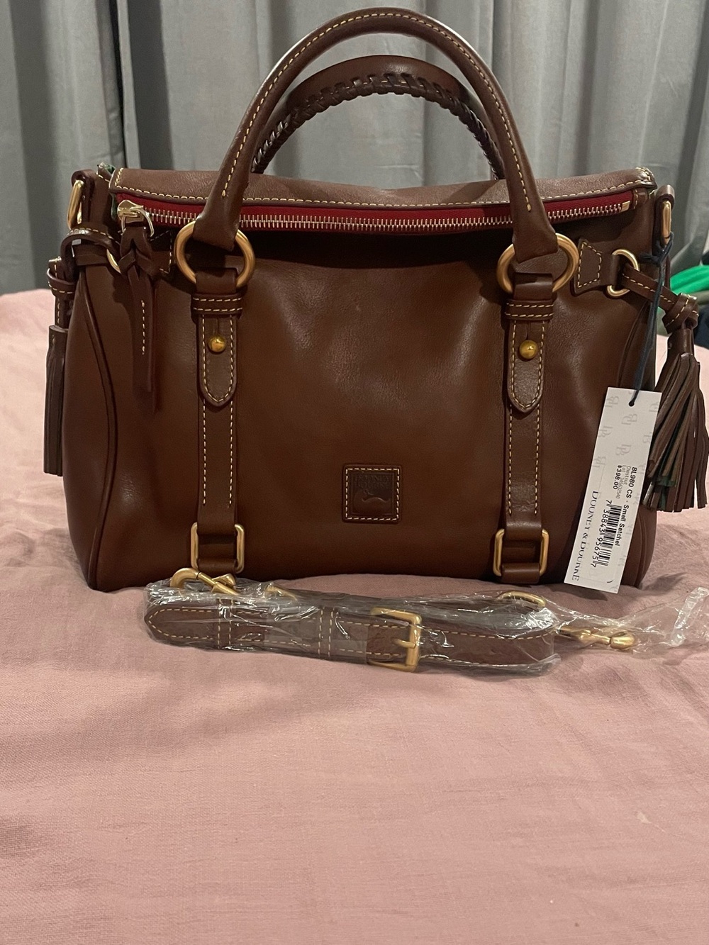 Dooney & Bourke Chestnut Brown Small Florentine Satchel with Gold Hardware